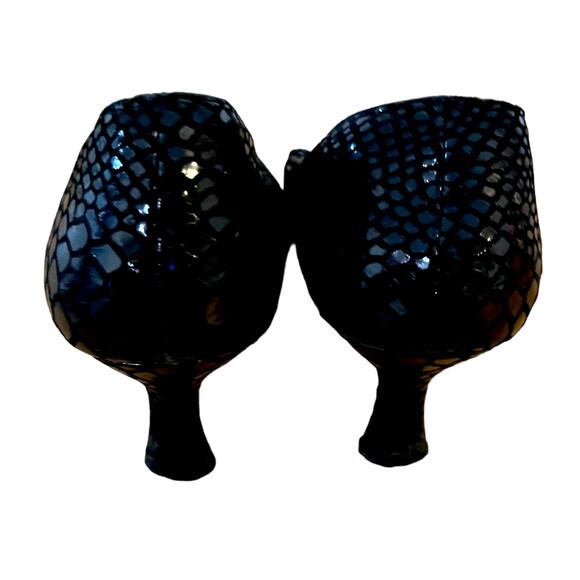 Vintage J Renee Paula Black Crocodile Closed Toe Kitten Pumps 6.5 - Picture 4 of 5